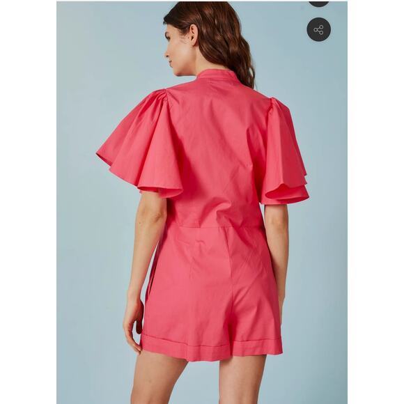 DELUC Minor Flutter Sleeve Romper White Cotton  8882D Medium M - Picture 4 of 5